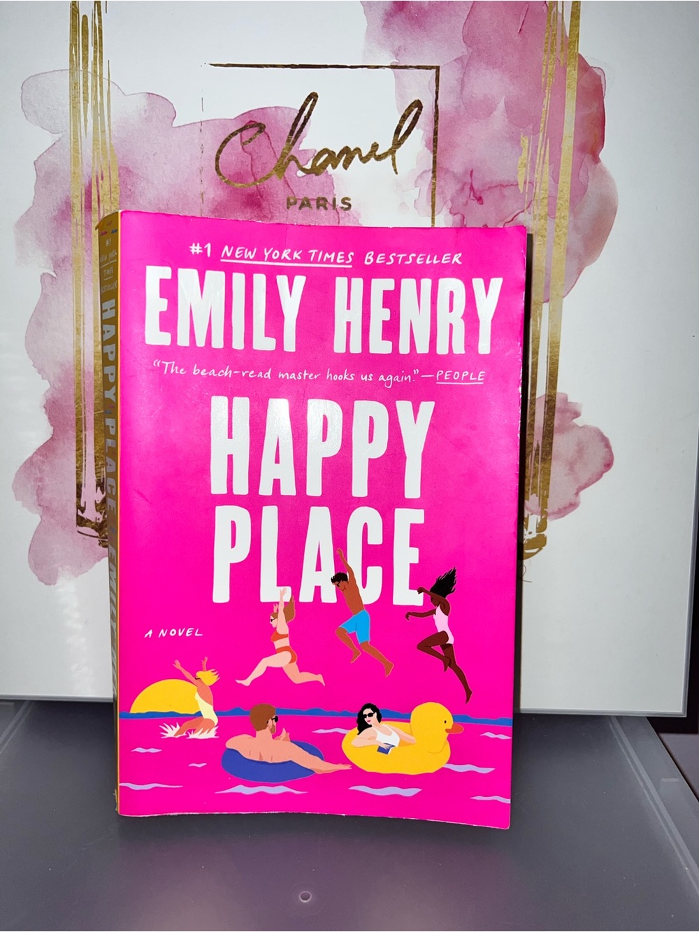 CHANEL Pink and Gold Decorative Print with Hot Pink Book Cover